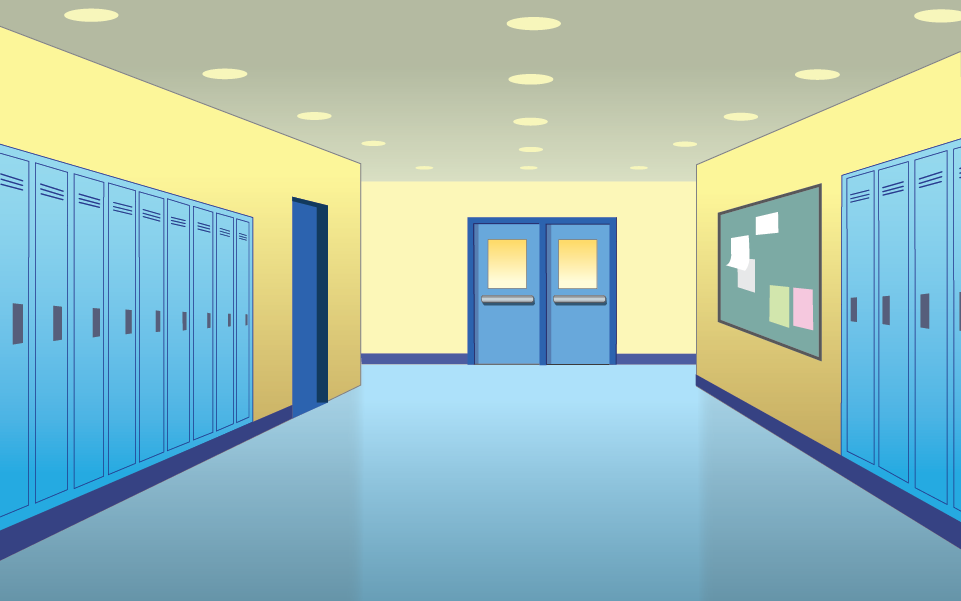 School hallway scene
